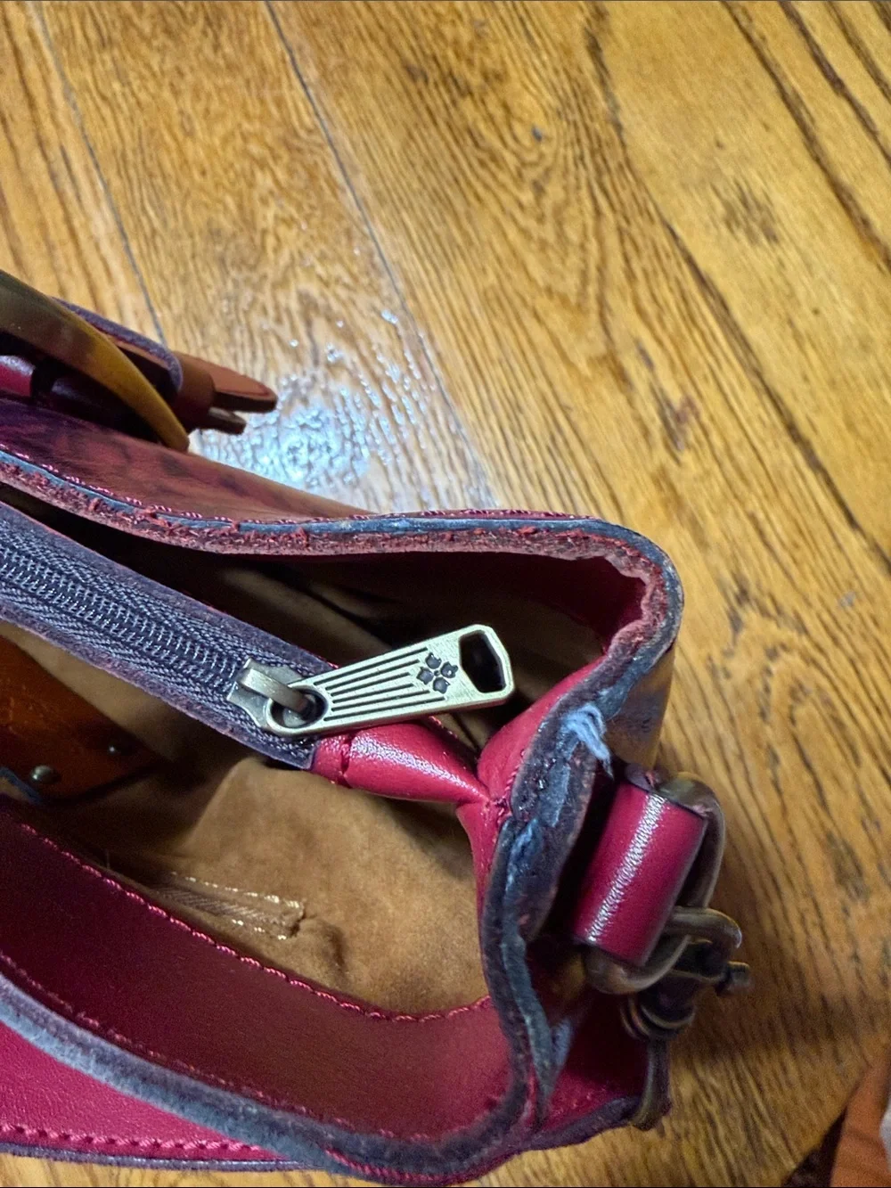Patricia Nash Irving Leather Satchel rose print purse. Crossbody strap missing